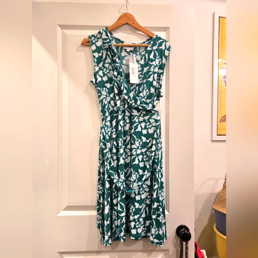 Floral Fanfare Sleeveless Wrap Dress